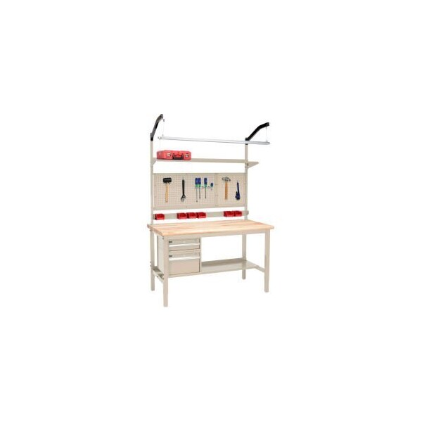 Global Equipment 60"W x 36"D Production Workbench - Maple Safety Edge Complete Bench - Tan 319321TN - main